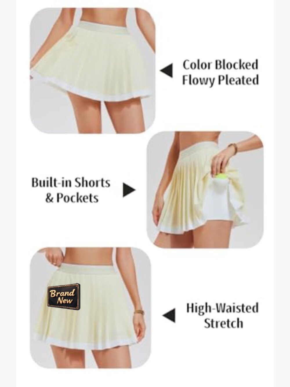 Women's 2-Piece Tennis Skirt Set with Built-In Shorts & Pockets - Picture 4 of 7